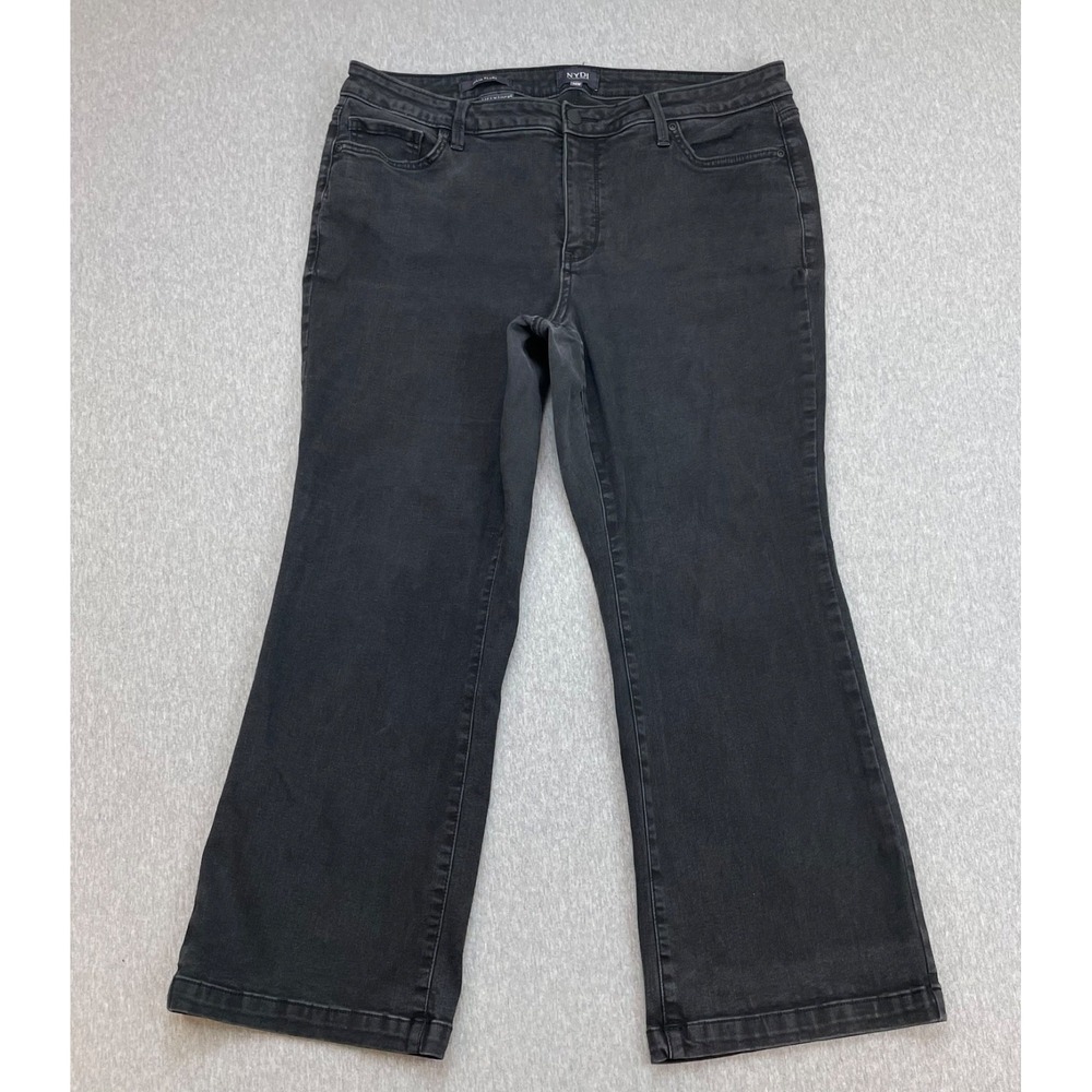 NYDJ Jeans Womens 14W Black Cotton Blend Stretch Mid-Rise Julia Flare